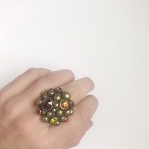 Colorful Jeweled Gold Ring (one size fits all)
